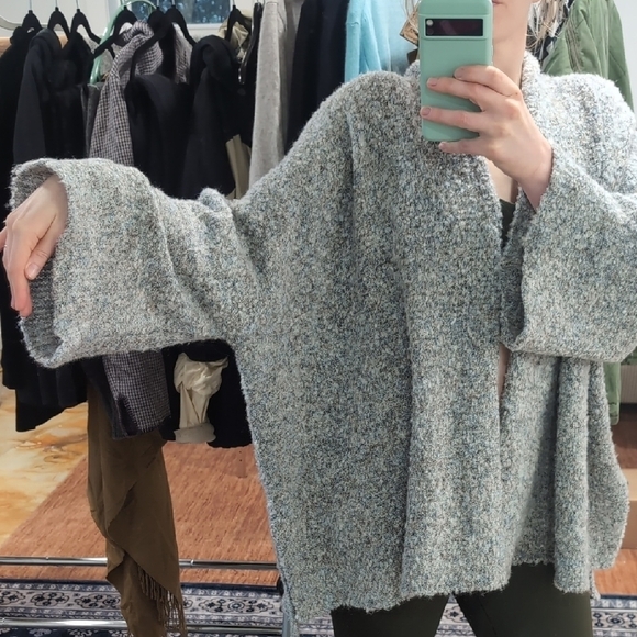 Wishlist | Minimalist Gray Speckled Knitted Cardigan Sweater Size M/L - Picture 8 of 11